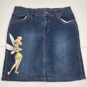 Disney Store Tinker Bell Fairy Denim Skirt Women's Ladies Size 12 Pixie Dust